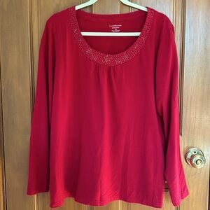 Croft & Barrow Red Embellished Blouse